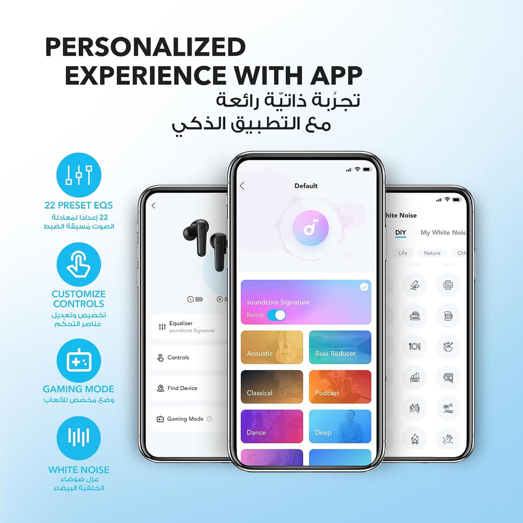 سماعات Anker Soundcore P20i | بلوتوث 5.3، باس قوي، بطارية حتى 30 ساعة، مقاومة للماء IPX5
