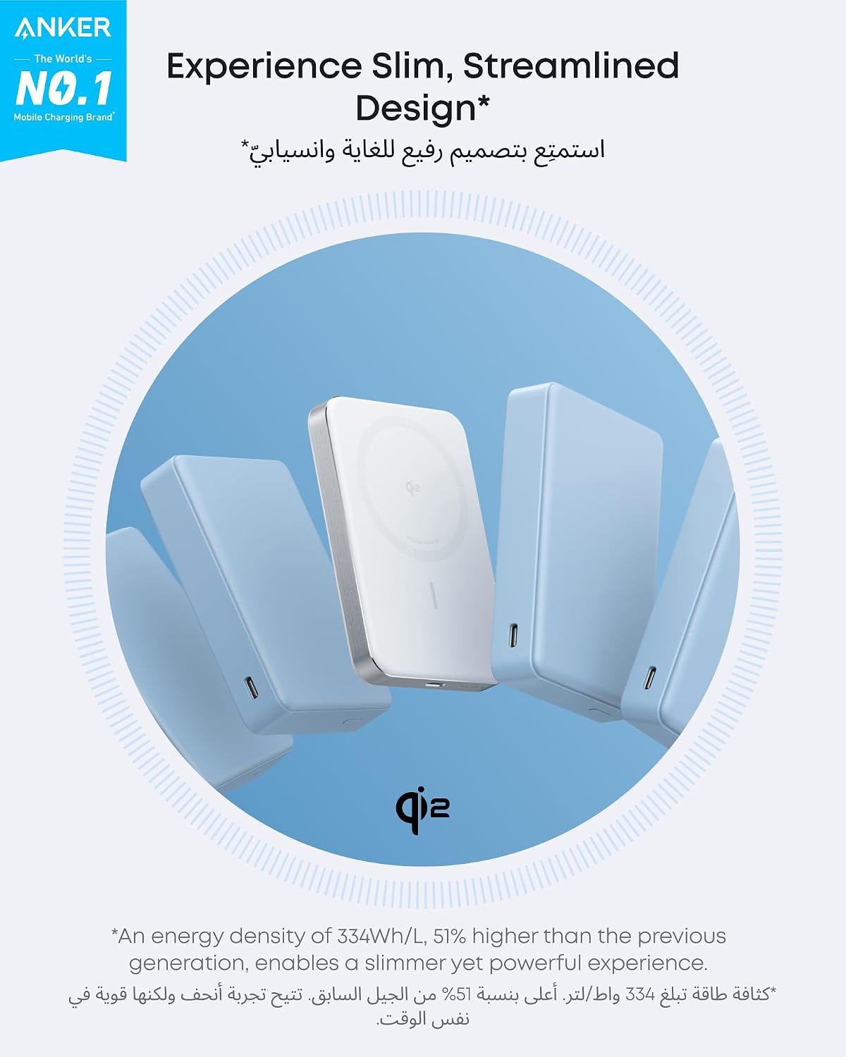 بنك طاقة Anker MagGo Slim 10000mAh | شحن مغناطيسي Qi2 15W